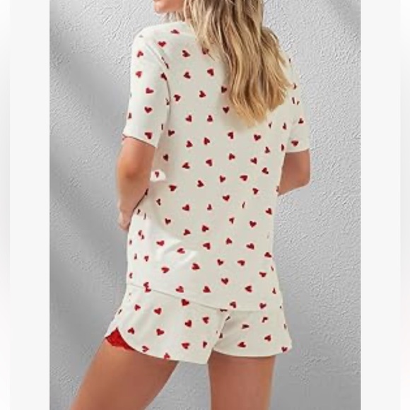 Valentine's Day Pajama Set 2 Piece Lounge Heart Print w. - Picture 5 of 14